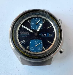 SEIKO 6138-8030 Automatic Chronograph Watch Vintage Mens John Player Black Dial - Picture 1 of 9