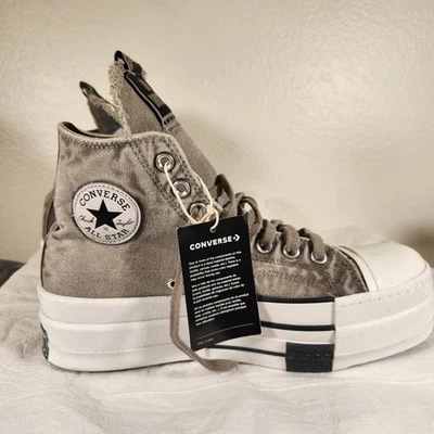 New Converse DBL DRKSTAR Chuck Taylor All Star 70 Hi Rick Owens Concrete 9 Men - Image 1 of 4