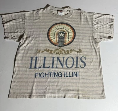 Vintage 1991 University of Illinois Chief Illiniwek Graphic Boxy T-Shirt XL - Image 1 of 4