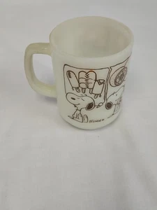 Vintage 1958 Snoopy Fire King Cup Mug Milk Glass Sweet Dreams Ice Cream Orange - Picture 1 of 5