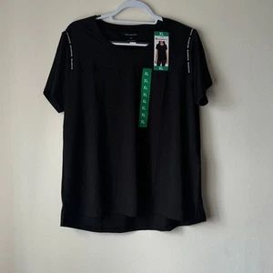 Champion Women's Elite Black T-Shirt XL Stretch Fit Logo Tee Athleisure Gym - Picture 1 of 6