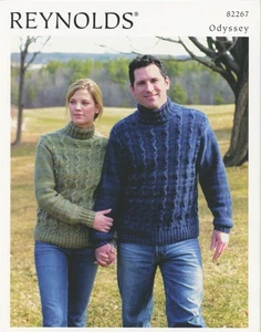 Reynolds KNITTING PATTERN 82267 Cabled Pullovers - Men & Women - Picture 1 of 2