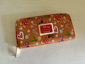 Cartera Loungefly DISNEY Mickey & Minnie Mouse Galleta de Jengibre AOP Cremallera Alrededor - Imagen 1 de 5