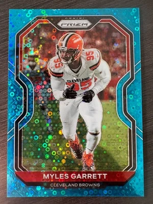 2020 Panini Prizm Myles Garrett No Huddle BLUE Disco Prizm #62 serial /79 - Image 1 of 2