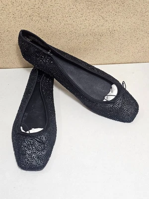 Bailarina plana PAPELL para mujer talla 8,5 NEGRA con suela de cuero sandalia tacón zapato Foto 1 de 4