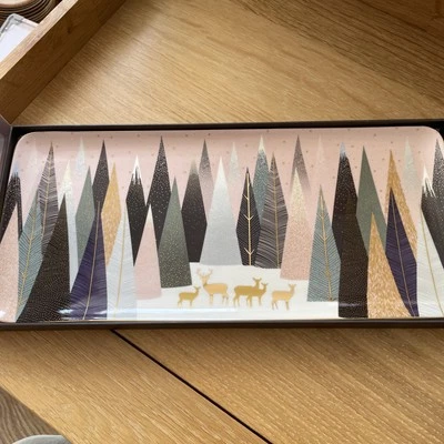 BNIB Portmeirion & Sara Miller London Sandwich Plate ‘Deer’ 36cm - Image 1 of 4