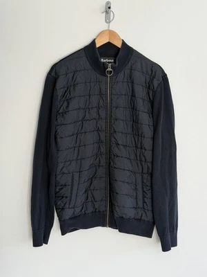 Barbour International Hybrid Quilted Zip Through Jersey Jacket Navy Blue Large - Image 1 of 4