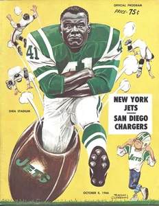 1966 10/8 football program New York Jets San Diego Chargers Joe Namath TD pass - Picture 1 of 5