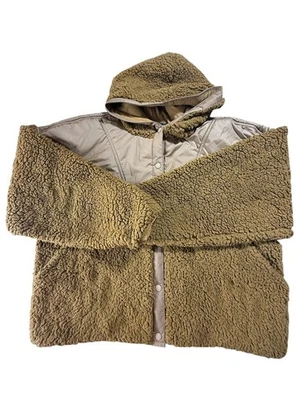 Chaqueta prAna Mujer Grande Marrón Sherpa Polar Con Capucha Recortada Exterior Acogedora Foto 1 de 4