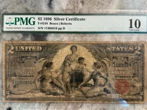 1896 $2 Educational Silver Certificate Fr#248 Circulated PMG VF10 (no comments) - Picture 1 of 14