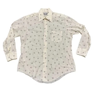 VTG 70s Sears Perma-Prest Disco Collar Mens Long Sleeve Shirt Thin Semi-Sheer - Picture 1 of 10