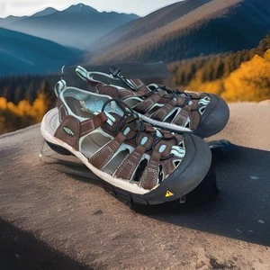 Keen Newport H2 Brown Green Waterproof Hiking Shoes Outdoor Sandal Womens 8.5 US - Picture 1 of 16
