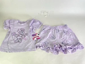 Disney Minnie Mouse 2 Piece Purple Ruffle Top and Shorts Outfit Set Girls 2T NEW - Picture 1 of 9