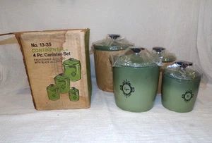 NEU Vintage 60er 70er Mid C. West Bend Avocado Grün Küche Kanister SET 4-TEILIG OVP - Bild 1 von 4