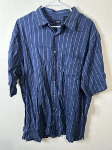 Arrow Medieval Blue Striped Short Sleeve Button Up Shirt Men’s Size XL - Picture 1 of 6