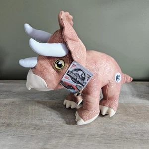 Official Jurassic World Triceratops Dinosaur Plush Brown/Orange Over 15" Long - Picture 1 of 10
