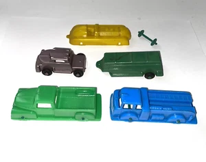 Vintage LIDO Plastic Toy Trucks & Trailer No. 2 7 11 19~ Lot Of 5 - READ - Picture 1 of 16