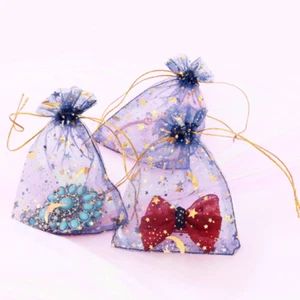 600x Moon Stars Borgetta Gioielli Organza Borse Natale Festa Preferibile Borsa - Foto 1 di 12