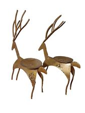 Metal Gold Color Reindeer Candle Holders Rustic LOT OF 2 