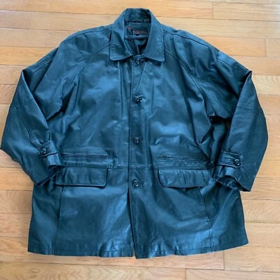 Chaqueta de cuero para motociclismo Phase Two para hombre XXXL 3XL abotonada negra Foto 1 de 4