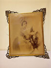 A Young Woman  At A Spinning Wheel Antique Photo