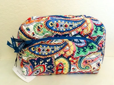 Vera Bradley ~ "Harbor Paisley" ~ Bolsa de cosméticos grande ~ Algodón ~ Nueva con etiquetas Foto 1 de 4