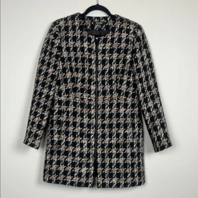 Nine West Black and White Houndstooth Tweed Topper Jacket / SZ 8 - Image 1 of 4