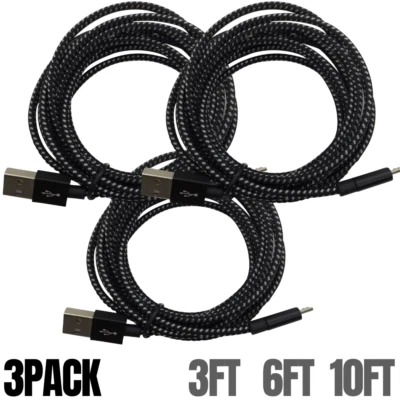 3 Pack 3/6/10Ft Micro USB Cable Fast Charge Data Cord For Samsung Note 6 5 S 7 6 - Image 1 of 4