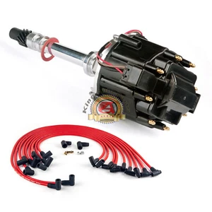 HEI Black Distributor for Chevy SBC 283 305 327 350 400 & Spark Plug Wires Kit - Picture 1 of 11