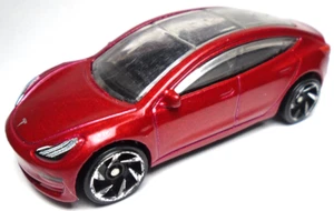 2018 HOT WHEELS TESLA MODEL 3 RED 1:64 DIECAST 2 5/8" CAR - NICE - Picture 1 of 6