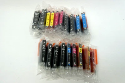 Lote Mixto Nuevos Cartuchos de Tinta EZ Fácil Impresión 250 XL PGBK Negro 251 Amarillo Cian Foto 1 de 4