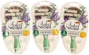 12 Count Bic Soleil Escape Razors - Lavender & Eucalyptus Scent - 3 x 4 Razors - Picture 1 of 2