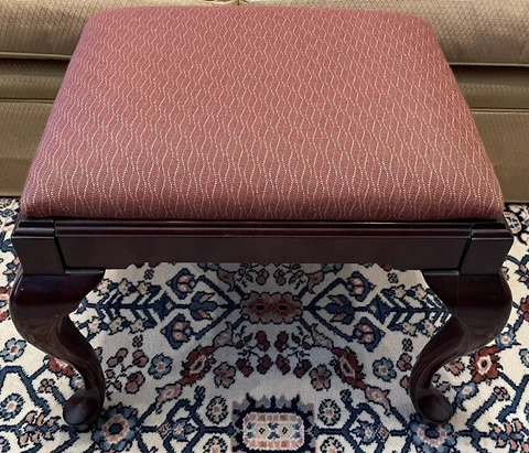 Mahogany or Dark Cherry Finish Queen Anne Bench or Vanity Seat Maker Unknown Cover