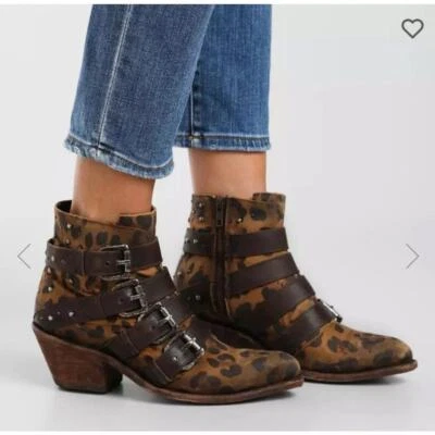 Botines Liberty Negros Amy Western Cuero Genuino Leopardo Talla 8 Nuevos sin Caja Foto 1 de 4