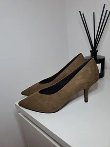 M&S Insolia Size Uk 6.5 Khaki Court Smart Evening Stiletto - Picture 1 of 9