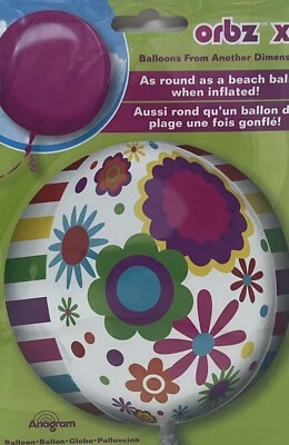 Globo Orbz flores y rayas 16" Foto 1 de 2