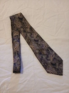 Henry Grethel Neck Tie Mens Black gold And Red Paisley Silk - Picture 1 of 5