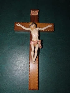 CORPUS CRUCIFIX FONTANINI GENUINE WALNUT WOOD Vtg ITALY - Picture 1 of 4