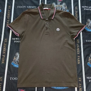 Authentic Moncler Cotton Khaki Men's Polo Shirt Classic Logo Size M - Picture 1 of 9