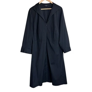 Lafayette 148 Zip Front Dress Size 18w Black Work Career Office Sheath - Picture 1 of 10