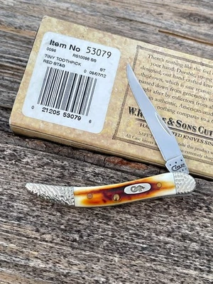 CASE XX ** 2012 RED STAG WORKED BOLSTERS SMALL TEXAS TOOTHPICK KNIFE KNIVES - Image 1 of 4