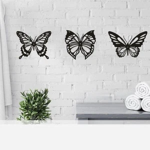3er Set Metall Schmetterlinge Deko Wanddeko Gartendeko Balkondeko DE - Bild 1 von 8