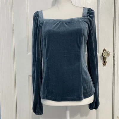 Camisa pulóver de terciopelo verde manga larga para mujer Allegra K talla pequeña Foto 1 de 4