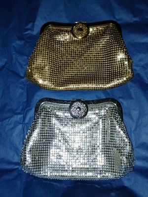 2 carteras de noche vintage de malla dorada y astilla Whiting & Davis Art Deco  Foto 1 de 4