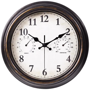 Outdoor Clocks for Patio, Large 12 inch Outside Wall Clock Waterproof with Th... - Picture 1 of 7