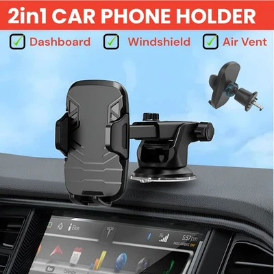 360°Car Phone Holder Universal Mount Mobile Windshield Dashboard/Air Vent desk - Image 1 of 4