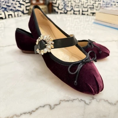 NINE WEST Xandi Fabric Ballet Flats Jeweled Buckle Closure Size 8 - Image 1 of 4