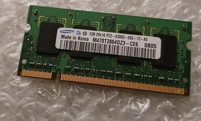 Samsung M470T2864DZ3-CE6 1GB PC2-5300S 667mhz 200pin DDR2 Laptop Sodimm Memory - Image 1 of 2