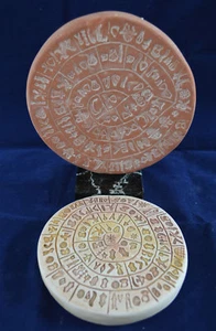 Set of two Phaistos Disk of Minoan Crete marble based plus free standing - Picture 1 of 4