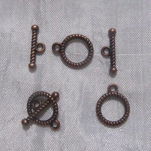 LOT DE 10 SETS FERMOIRS TOGGLE CUIVRE ANNEAU 13MM BARRE 18MM pour bijoux Q32 - Picture 1 of 3